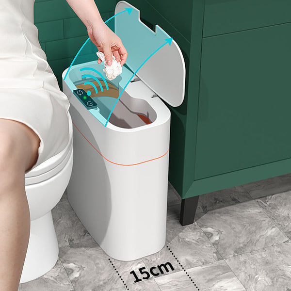 Poubelle intelligente avec couvercle pour chambre, salon et cuisine – Boîte de stockage compacte et automatique