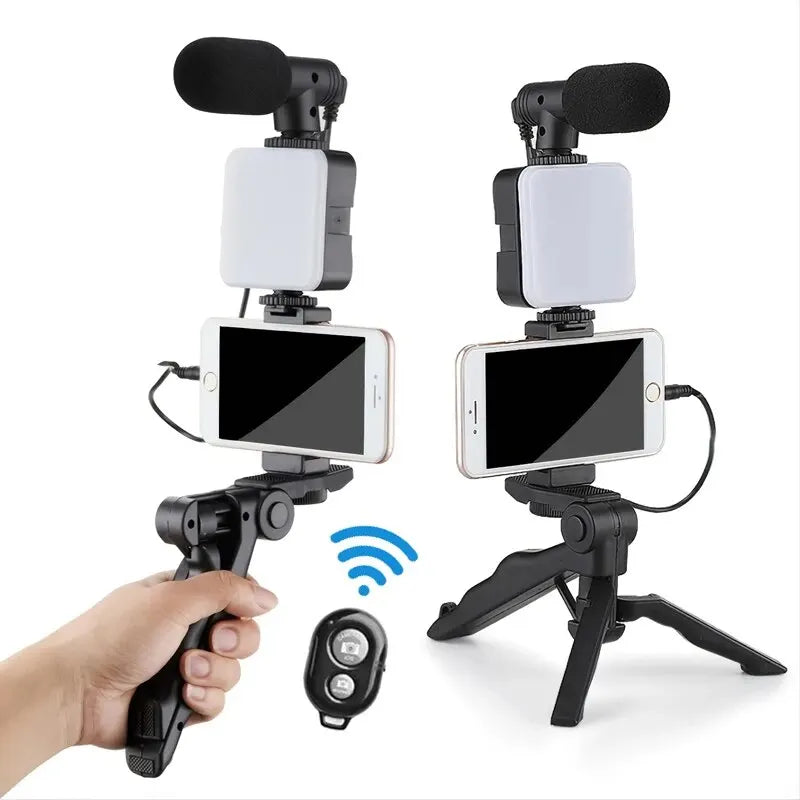Kit complet pour vlogging smartphone — Trépied, micro et éclairage LED