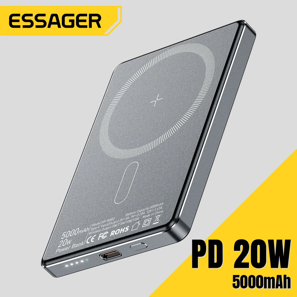 Powerbank MagSafe Essager – 5000 mAh, charge sans fil 20W