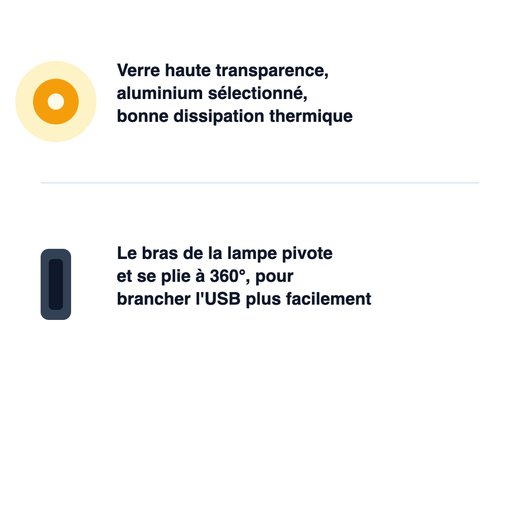 Verre haute transparence, bras rotatif 360 degres